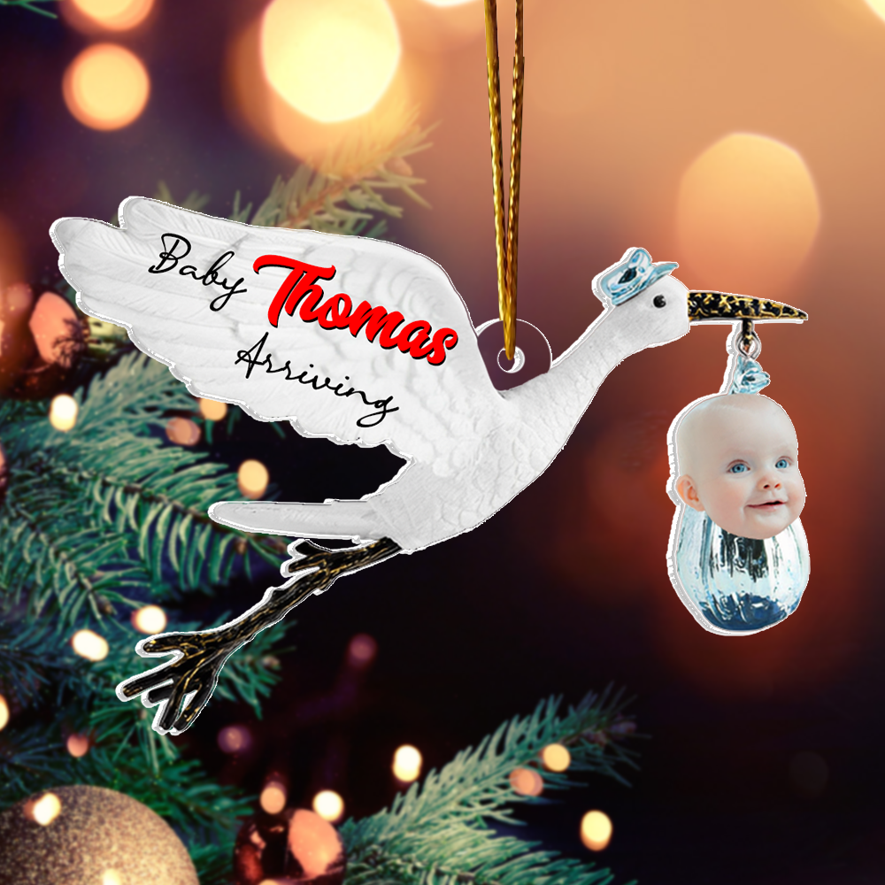 Baby Arriving - Custom Photo Ornament For Baby