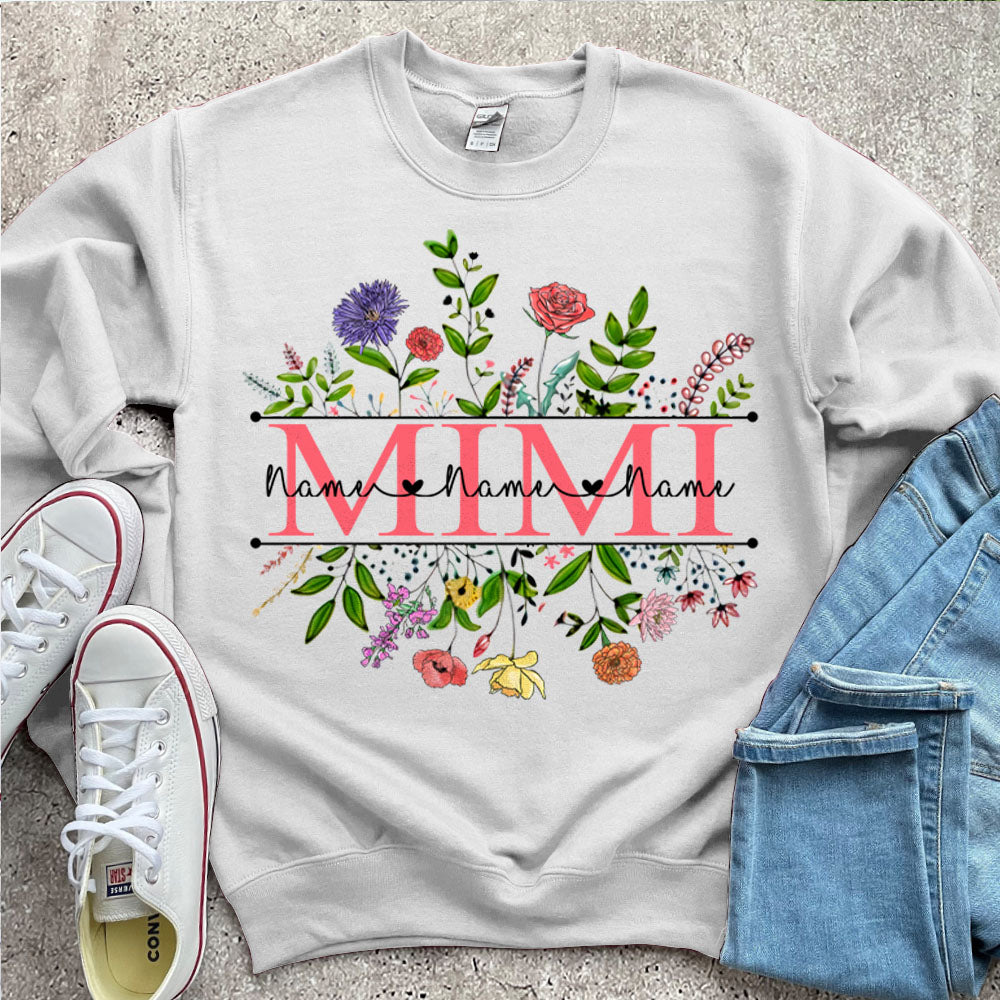 Personalized Wildflowers Mimi And Grandkids Name Shirts For Mimi