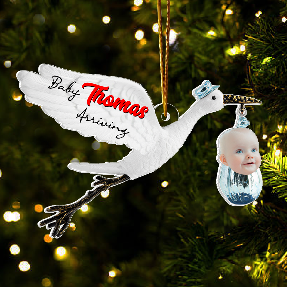 Baby Arriving - Custom Photo Ornament For Baby