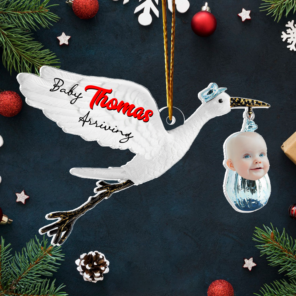 Baby Arriving - Custom Photo Ornament For Baby