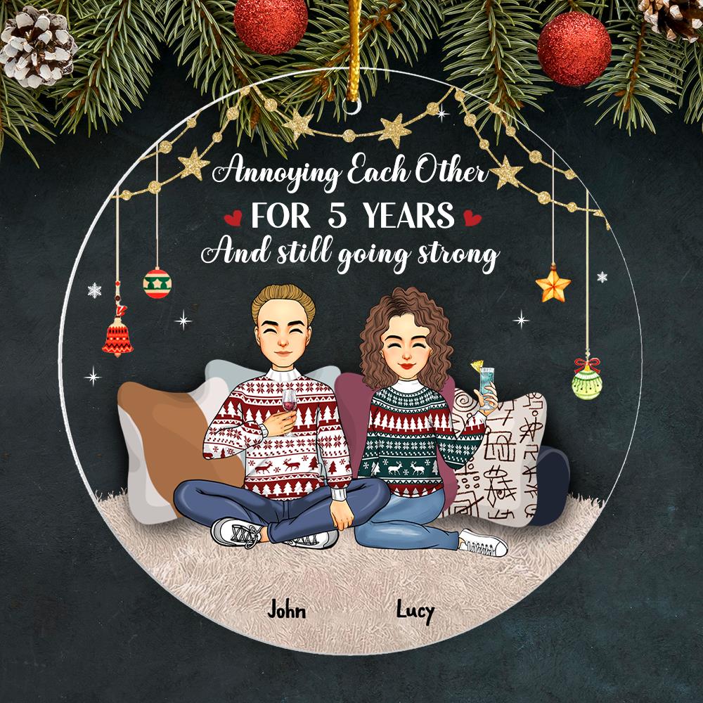 Annoying Each Other For Years Personalized Christmas Acrylic Ornament For Couple