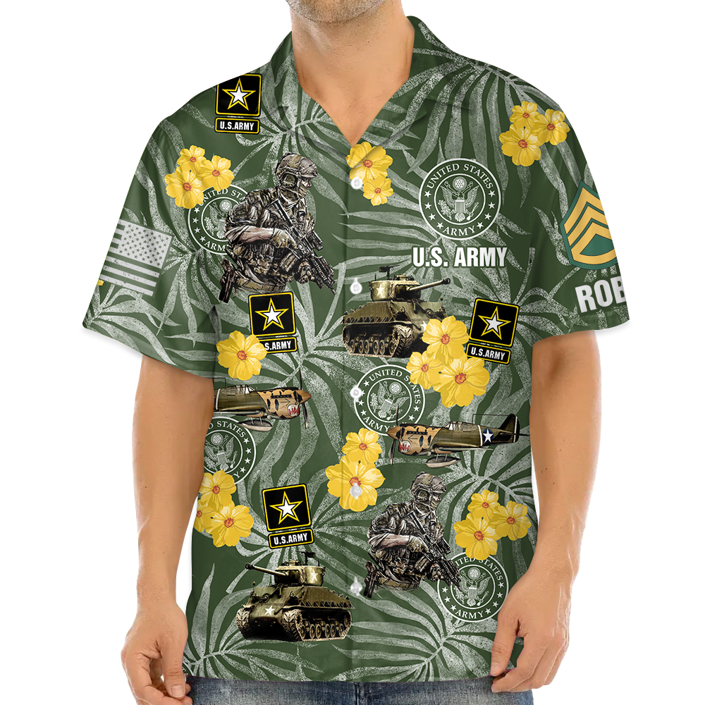 Personalized Hawaiian Shirt For Veterans Custom All Branches And Name Hawaiian Shirt Gift K1702