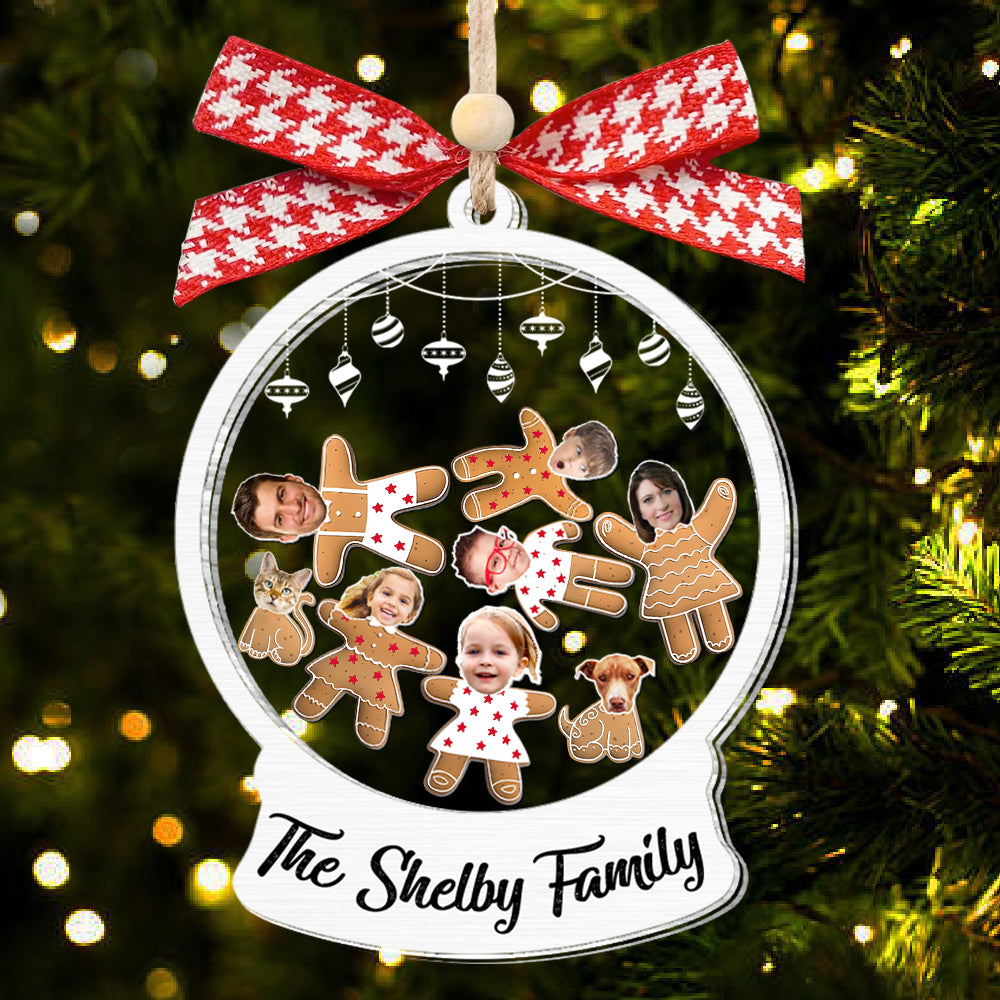 Personalized Photo Family Ornament 2023, Customized Photo Ornament Gift, Custom Family 5 Layered Christmas Shaker Ornament