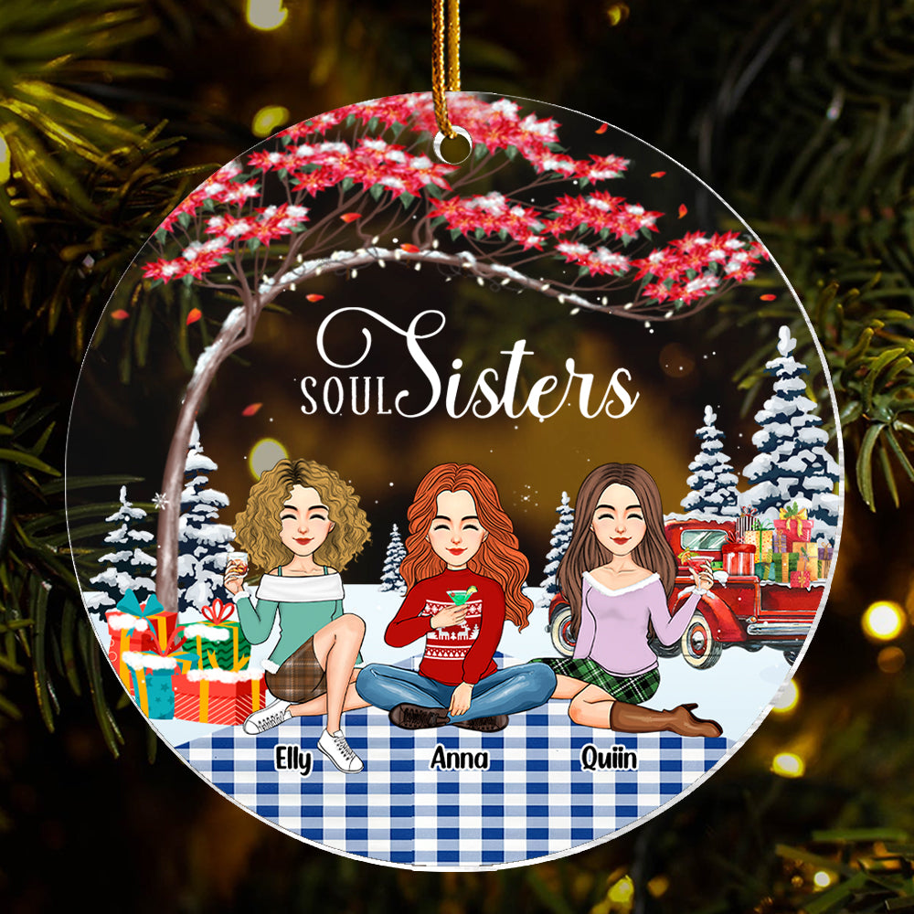 Soul sisters Personalized Besties Forever Christmas Acrylic Ornament NA02