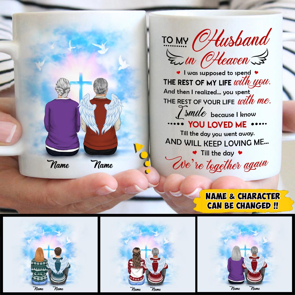 To My Husband In Heaven, Memorial Gift, Personalized Mug For Wife