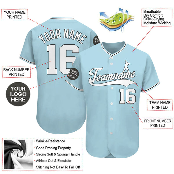 Custom Gold Light Blue-White Authentic Baseball Jersey - Personalized Name,  Number, Team Logo