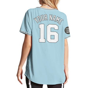 Custom Name Grey Light Blue White Baseball Jerseys Shirt