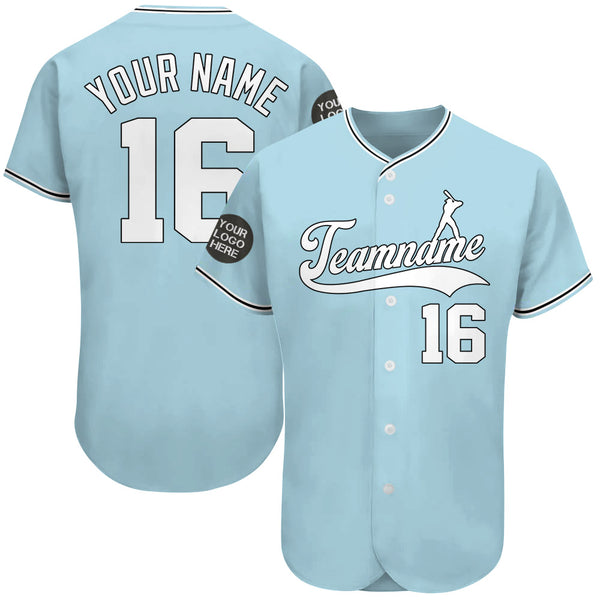 Custom Gold Light Blue-White Authentic Baseball Jersey - Personalized Name,  Number, Team Logo