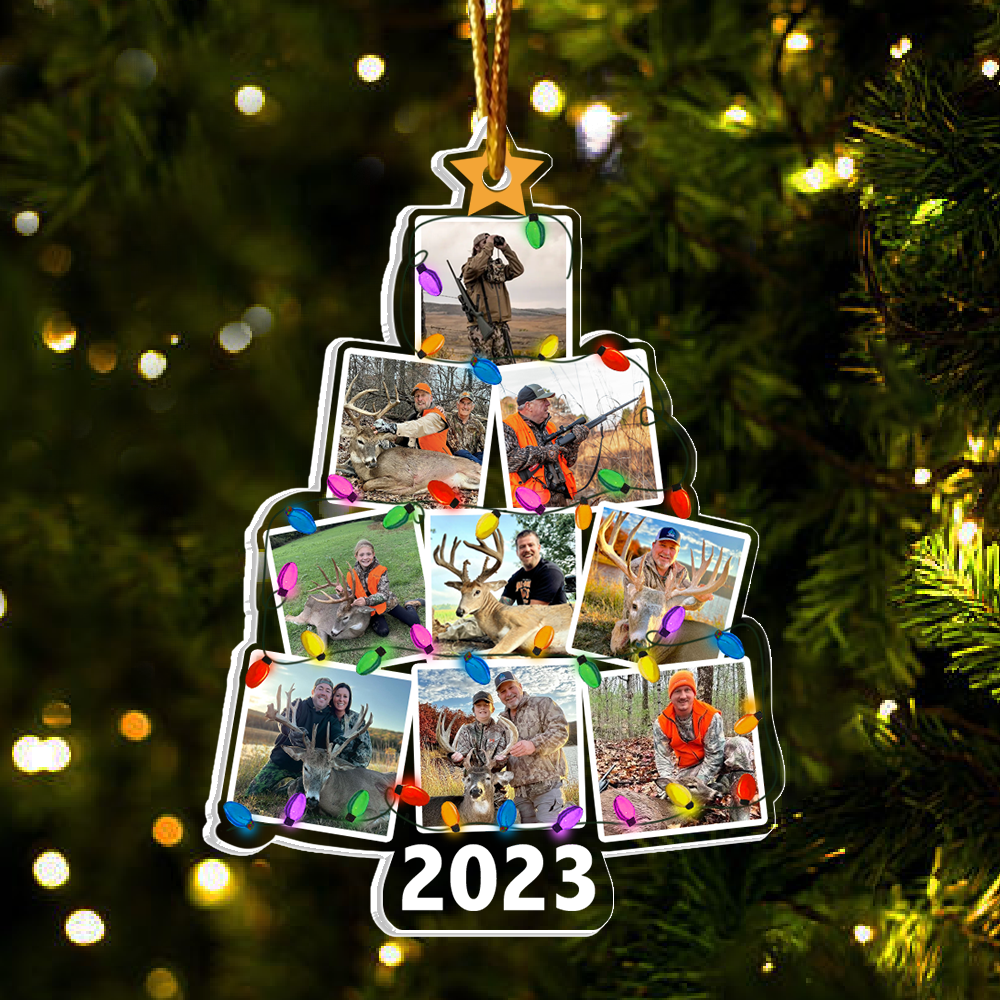 Photo Hunting Christmas Tree - Personalized Acrylic Photo Ornament