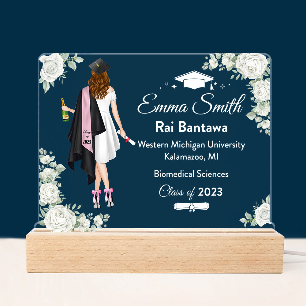 Personalized Graduation 3D Led Light Wooden Graduation Class of 2025 Senior Gift K1702