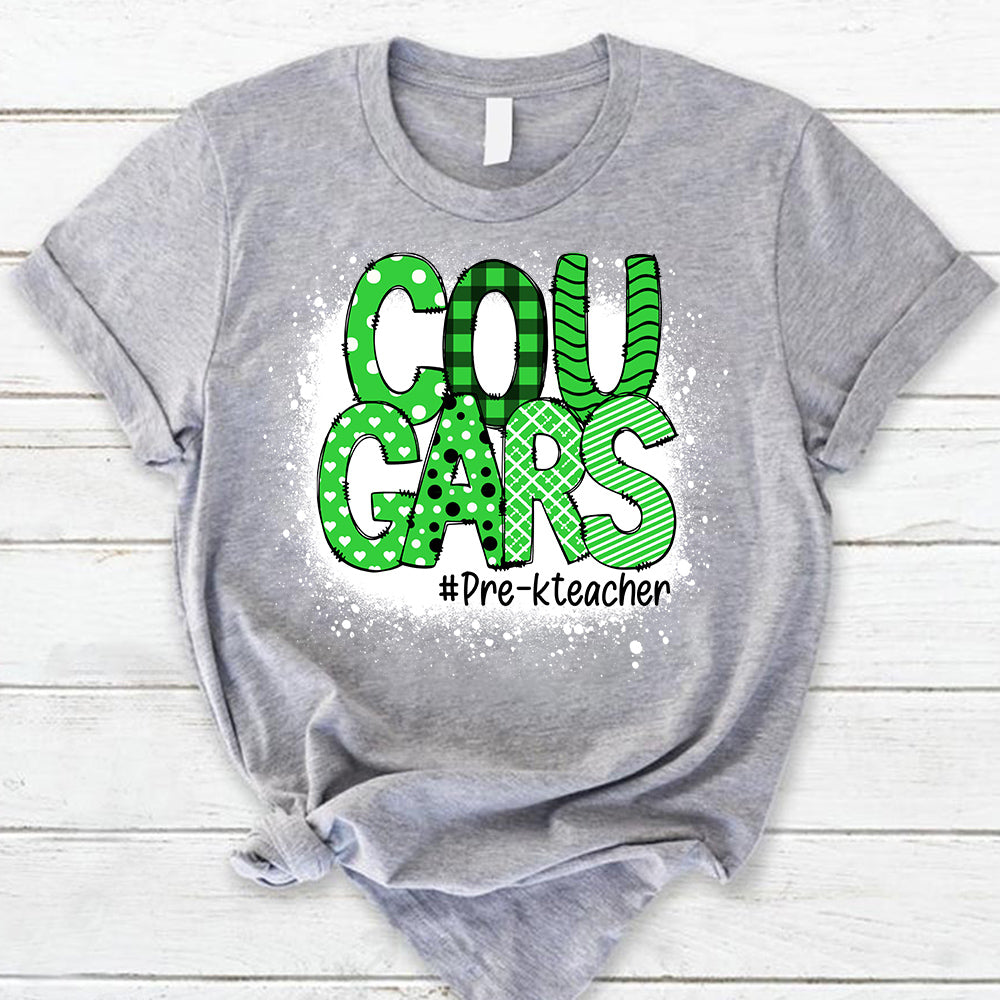 Personalized Cougars Doodle Pattern T-Shirt For Teacher