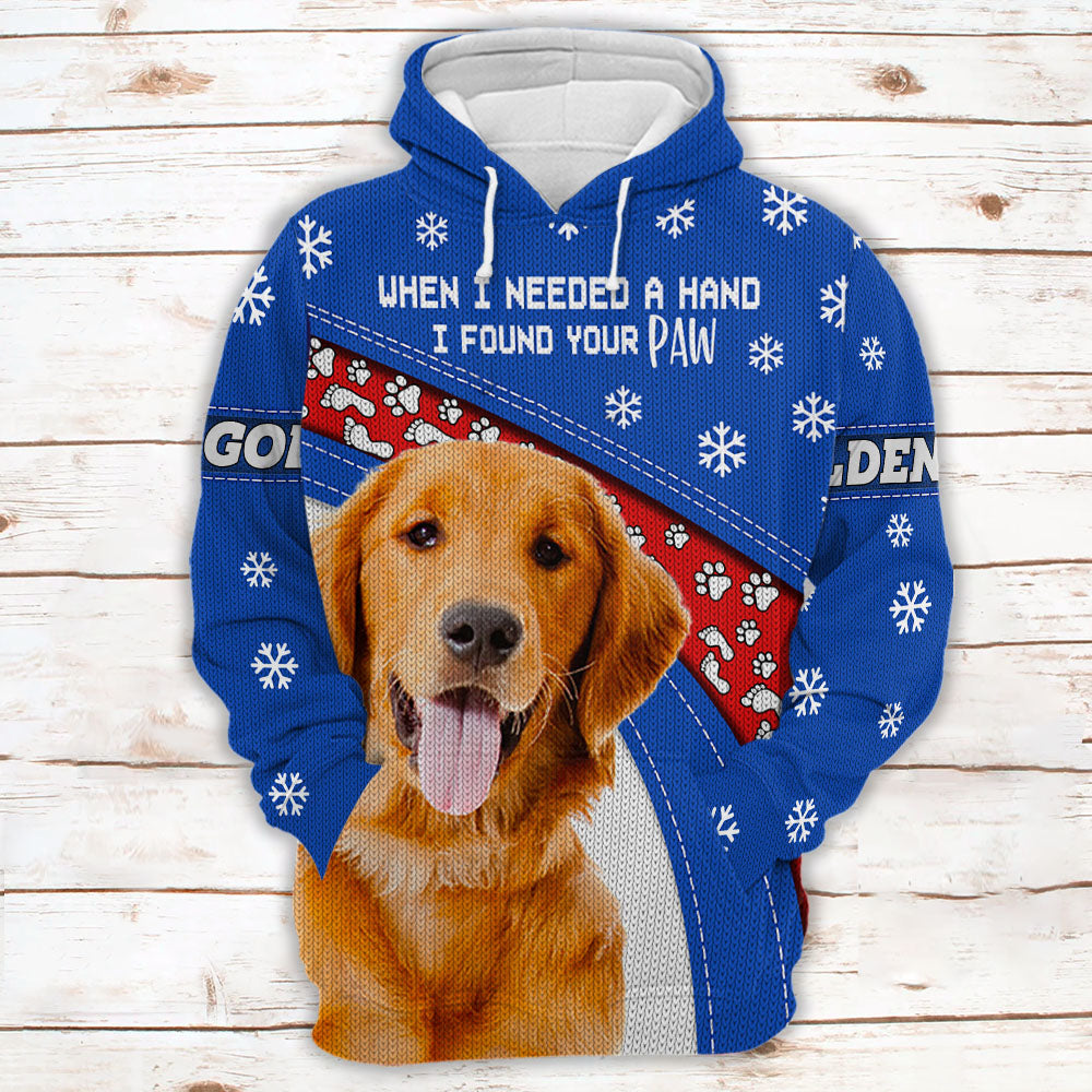 Golden Retriever When I Needed A Hand I Found Your Paw Ugly Sweater Christmas Gift For Dog Lovers