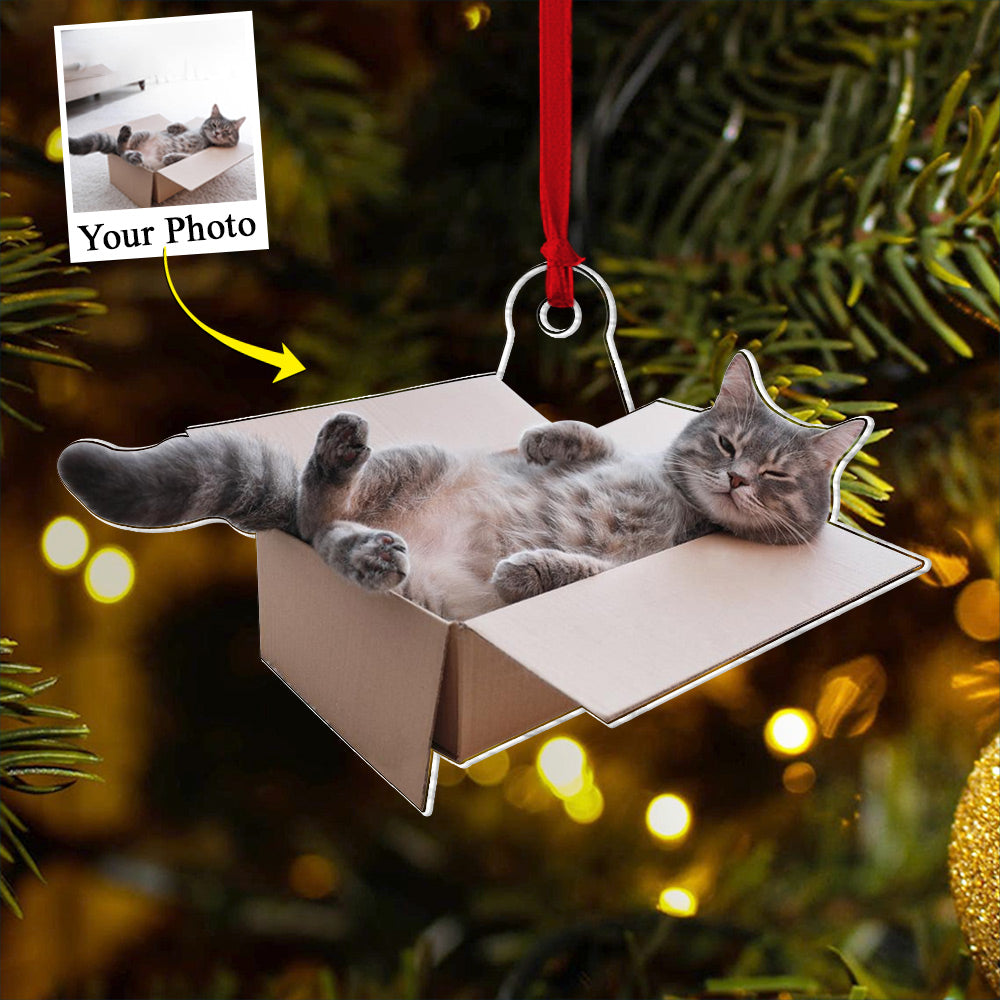 Custom Photo Acrylic Ornament Gift For Cat Lovers - Personalized Upload Photo Acrylic Ornament For Cat Dad, Cat Mom