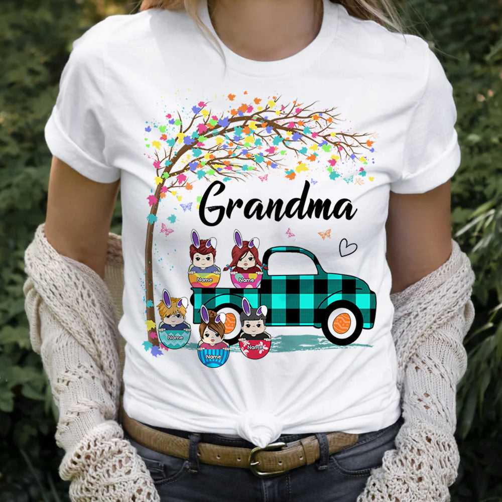 Grandma Truck Colorful Eggs Easter Personalized Shirt For Grandma
