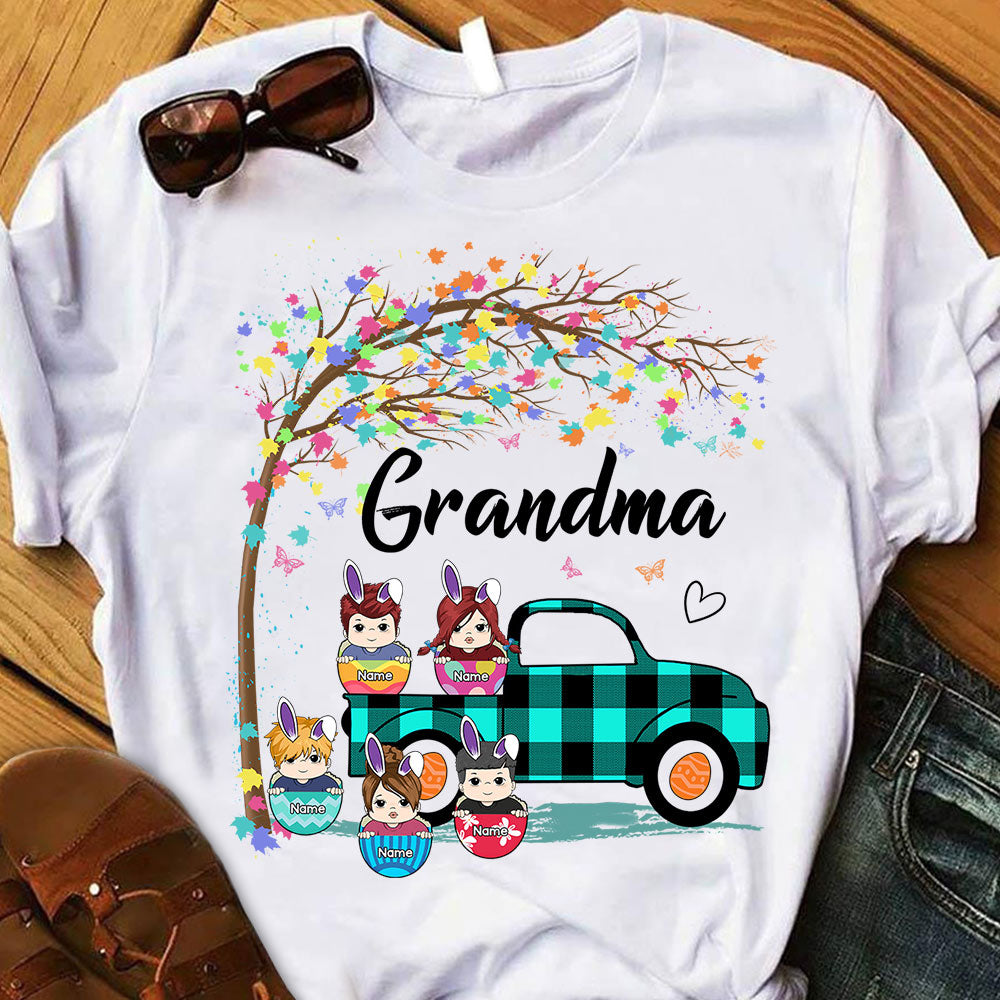 Grandma Truck Colorful Eggs Easter Personalized Shirt For Grandma