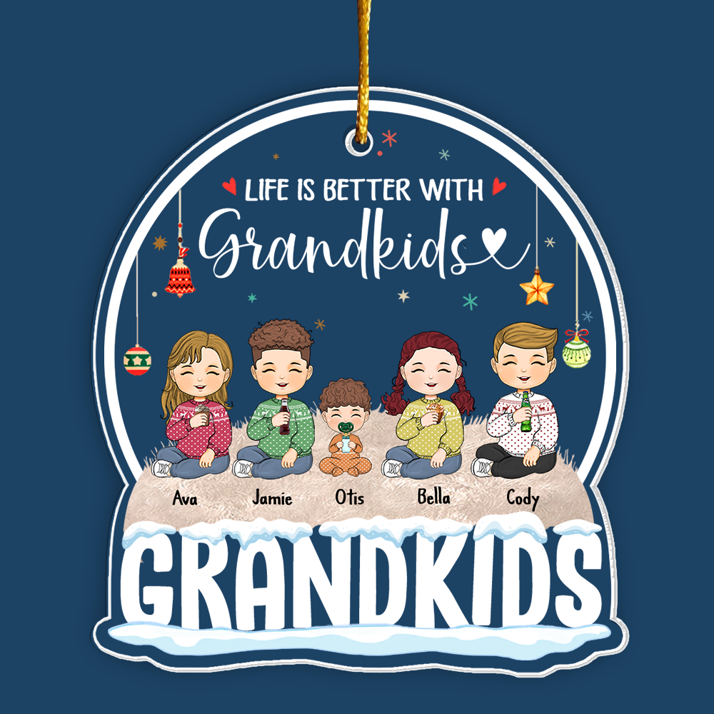 Life Is Better With Grandkids Personalized Globe Shaped Acrylic Ornament