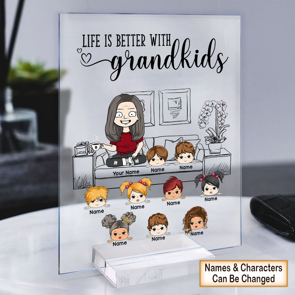 Personalized Life Is Better With Grandkids Acrylic Plaque For Grandma