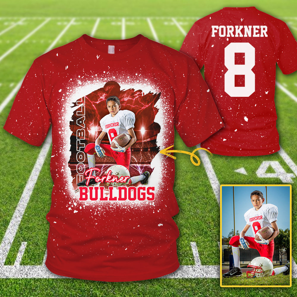 Personalized Bleached Shirt Custom Photo Player Name & Number Player Football Bleached All Over Print Shirt K1702