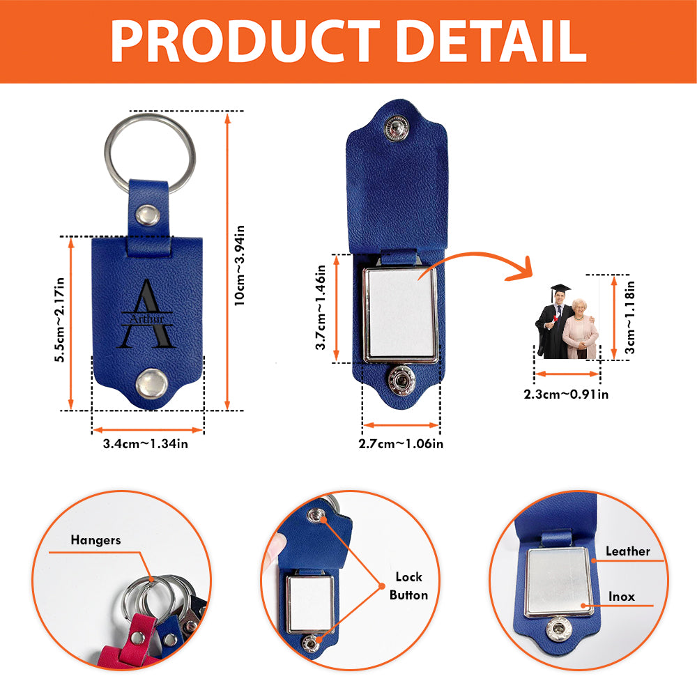 Have Fun, Be Safe, Make Good Choices, Call Your Grandma - Personalized Leather Keychain - Graduation Gift