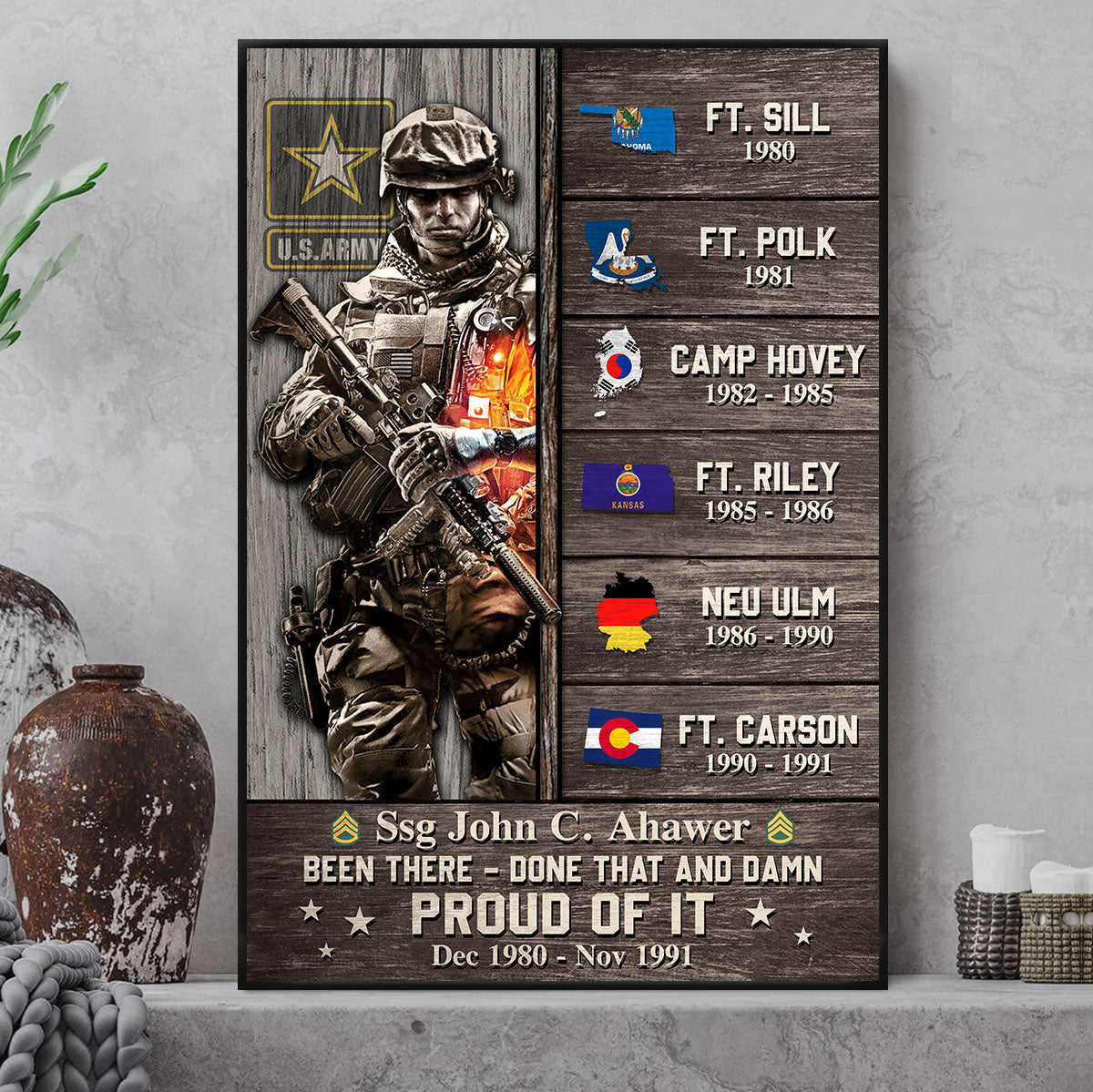 Personalized Poster And Canvas World Tour Custom Military Base Gift For Veterans K1702