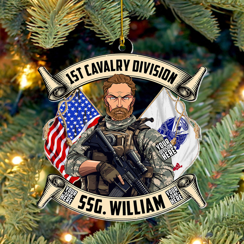 Custom Photo Division Rank Personalized Ornament Gift For Military Veteran Christmas Gift H2511