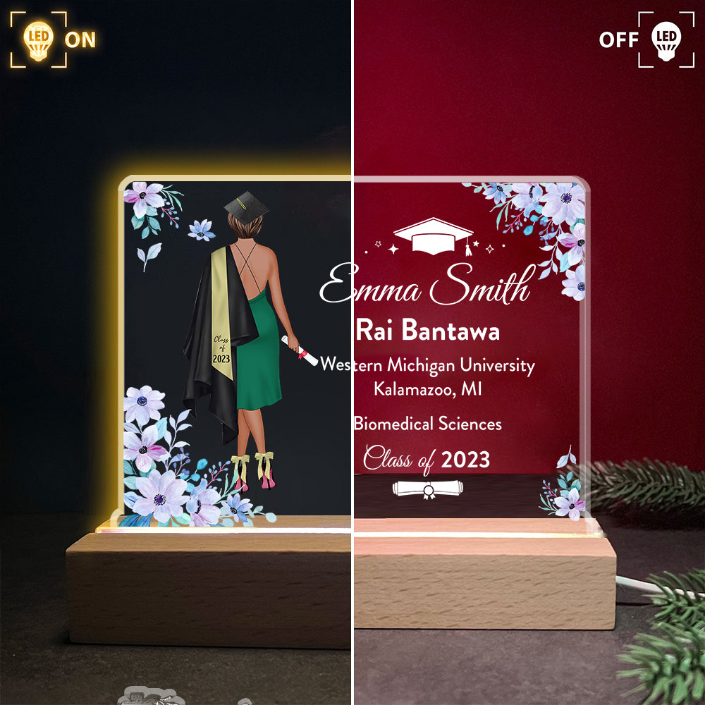 Personalized Graduation 3D Led Light Wooden Graduation Class of 2025 Senior Gift K1702