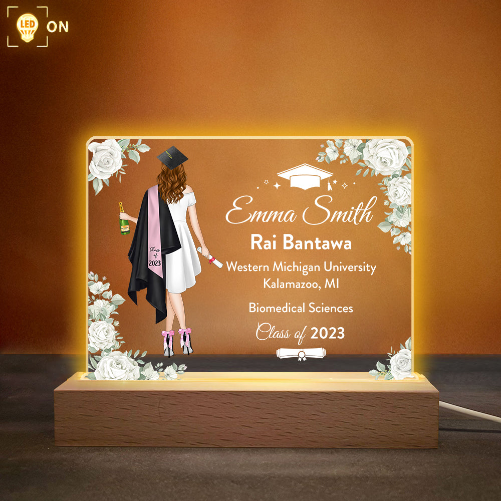 Personalized Graduation 3D Led Light Wooden Graduation Class of 2025 Senior Gift K1702