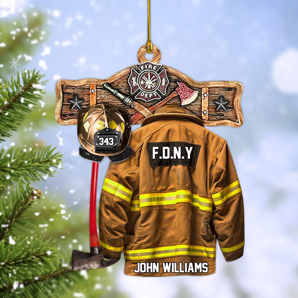 Rustic Fireman Fire Department Emblem Axe Personalized Christmas Ornament Gift For Firefighter Fire Department Gifts H2511