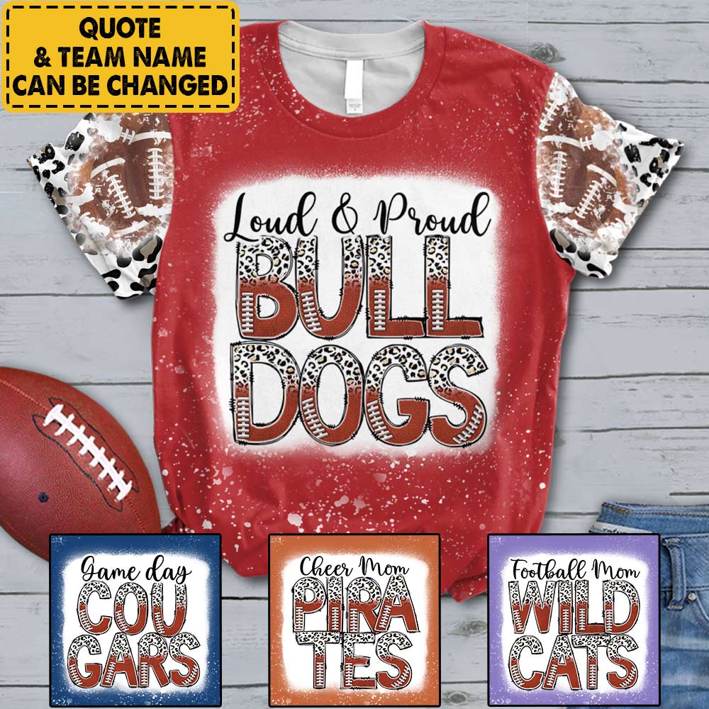 Personalized Loud And Proud School Mascot Football Leopard All Over Print Shirt