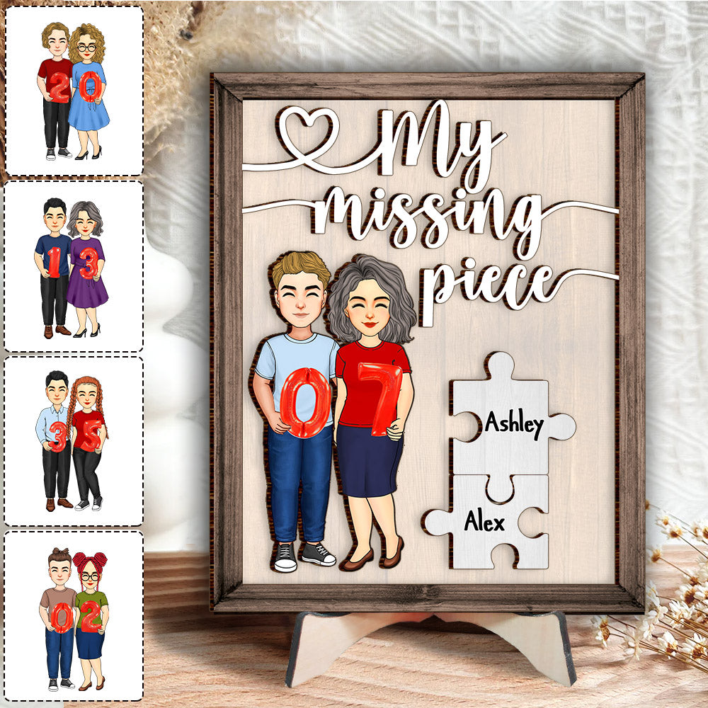 My Missing Piece Valentine‘s Day Gift For Her Gift For Him - Personalized 2 Layered Art Piece