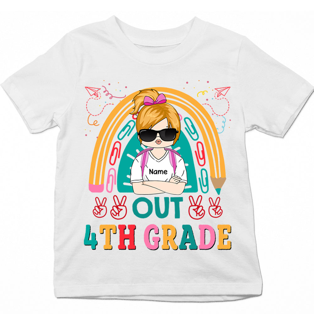 Personalized Out 4Th Grade, Last Day Of School, Peace Out 4Th Grade Shirt Gift For Kid