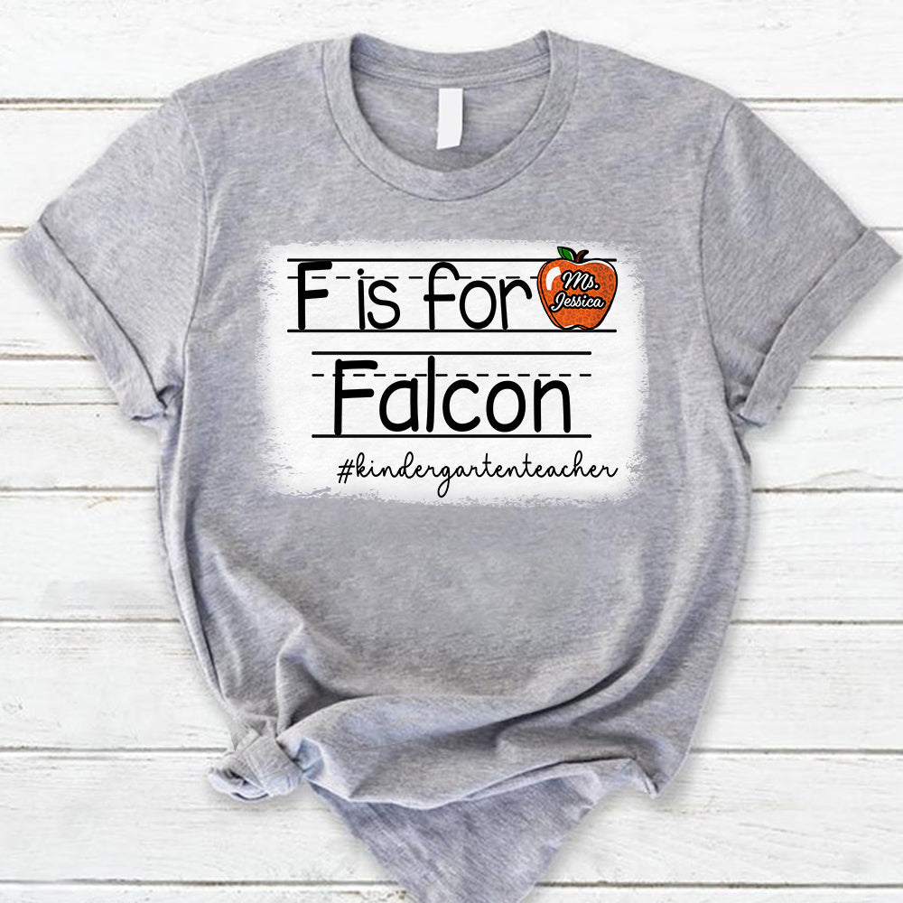 Personalized Falcons Custom Apple Name Teacher T-Shirt