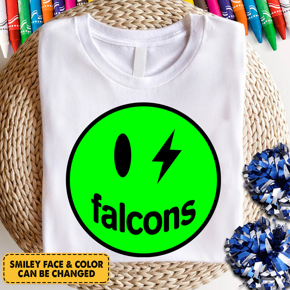 Personalized Falcons Colorful Smiley Face Mascot School T-Shirt Hk10