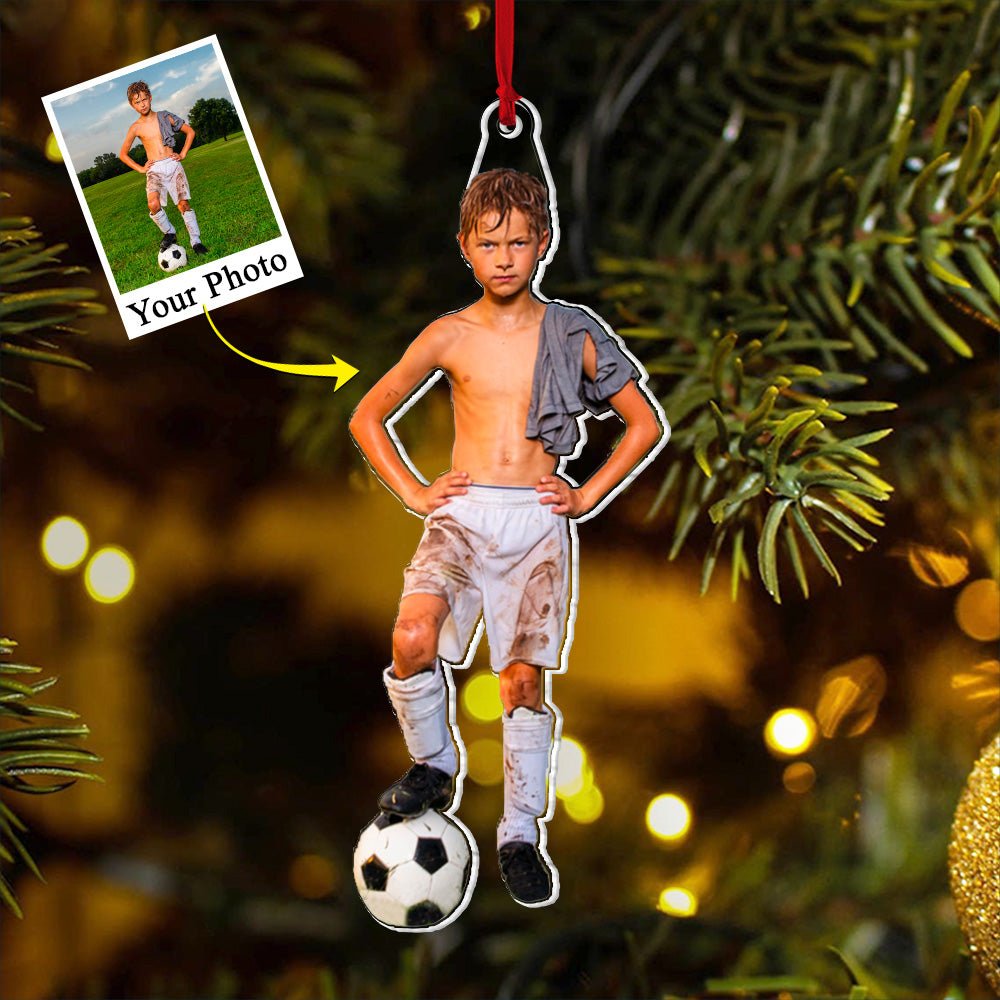 Soccer Player Son & Daughter Custom Photo Acrylic Ornament Gift For Soccer Lovers