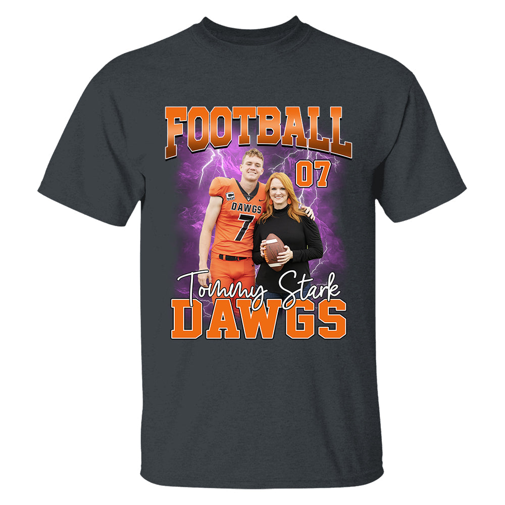  Custom Photo Football Player Shirt, Personalized Football Shirt  With Your Text Image, Custom Sport Player Picture Shirt, Personalized Shirt  With Photo, Your Photo And Text Shirt : Clothing, Shoes & Jewelry