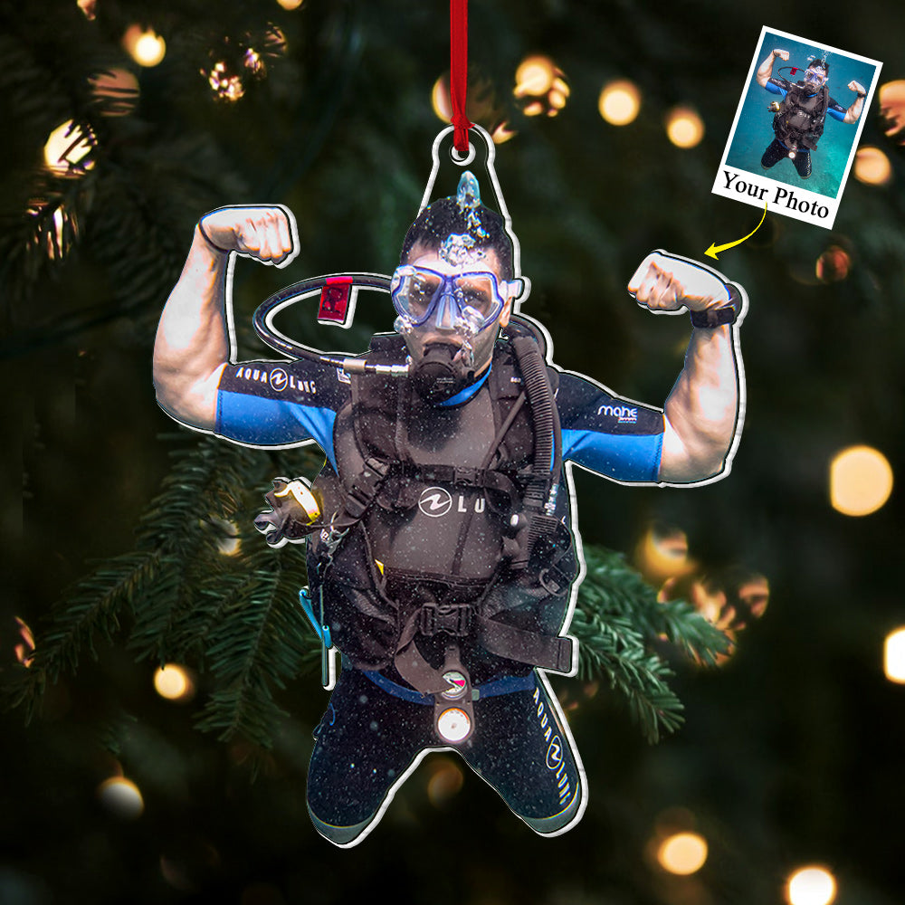 Custom Photo Scuba Diving Acrylic Ornament - Personalized Upload Photo Ornament