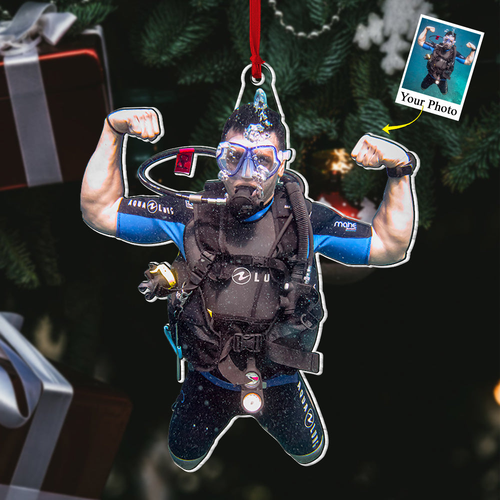 Custom Photo Scuba Diving Acrylic Ornament - Personalized Upload Photo Ornament