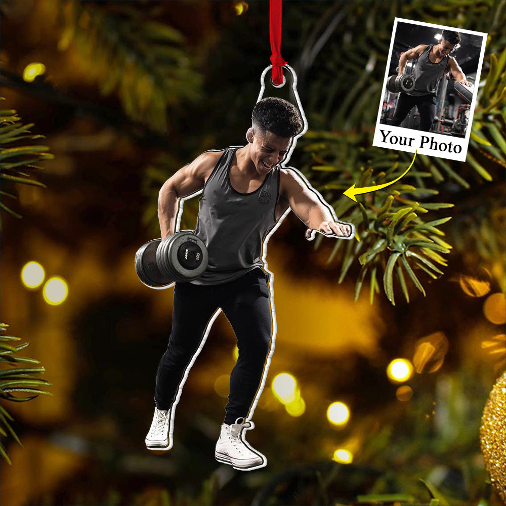 Custom Photo Acrylic Ornament Gift For Fitness - Personalized Upload Photo Fitness Acrylic Ornament For Fitness Lovers