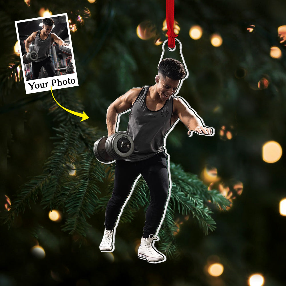 Custom Photo Acrylic Ornament Gift For Fitness - Personalized Upload Photo Fitness Acrylic Ornament For Fitness Lovers