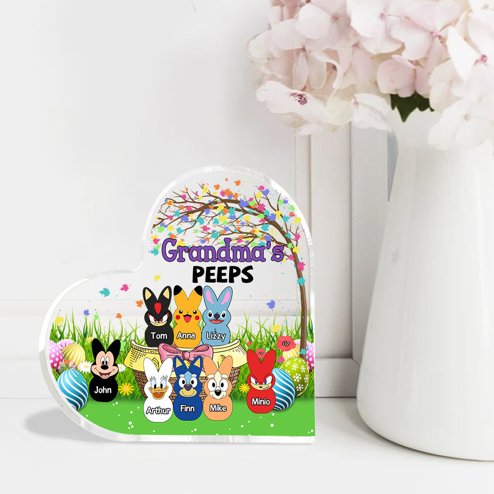 Personalized Bunny Heart-Shaped Acrylic Plaque，Gifts for Grandma Easter Day Gift