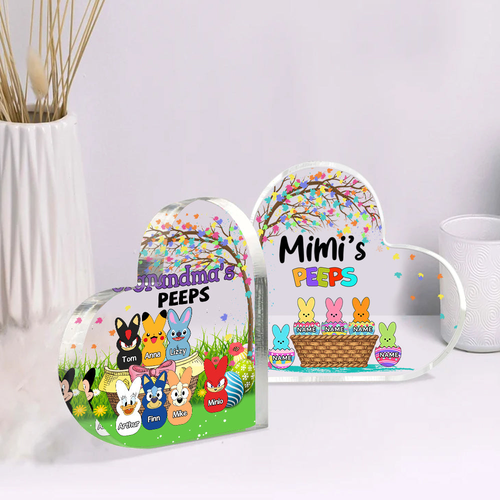 Personalized Bunny Heart-Shaped Acrylic Plaque，Gifts for Grandma Easter Day Gift