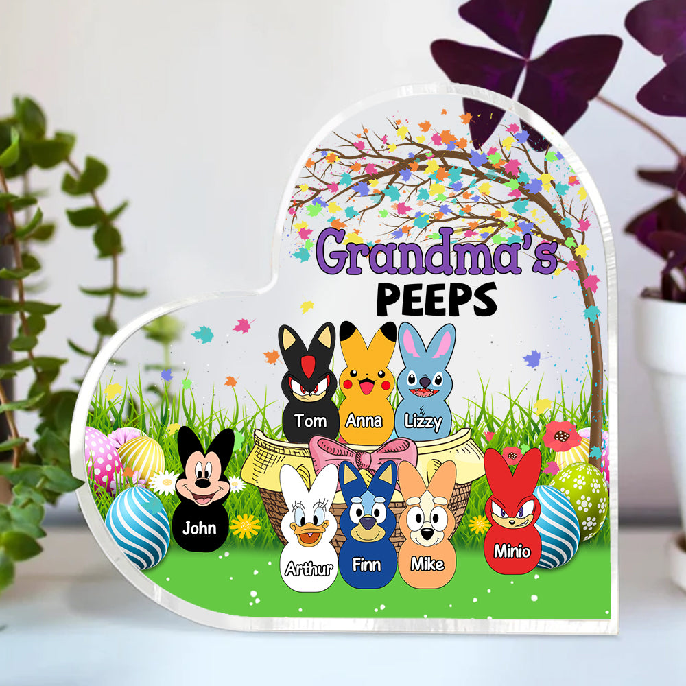 Personalized Bunny Heart-Shaped Acrylic Plaque，Gifts for Grandma Easter Day Gift