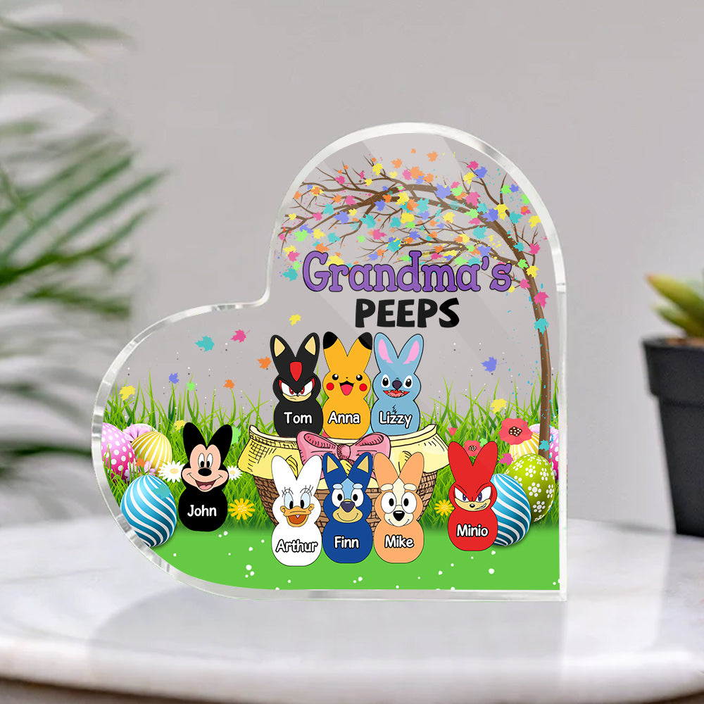 Personalized Bunny Heart-Shaped Acrylic Plaque，Gifts for Grandma Easter Day Gift