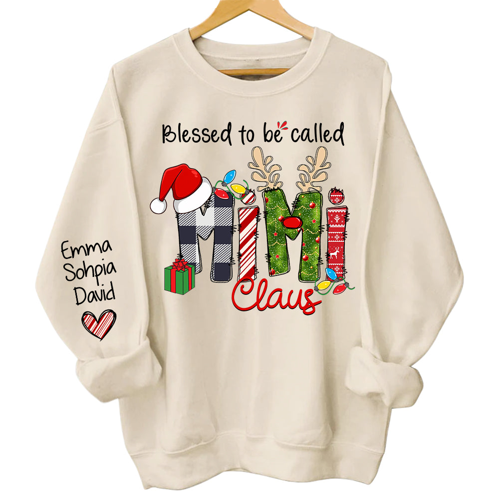 Blessed to be called Mimi Claus - Personalized Grandma With Grandkids Name Shirt