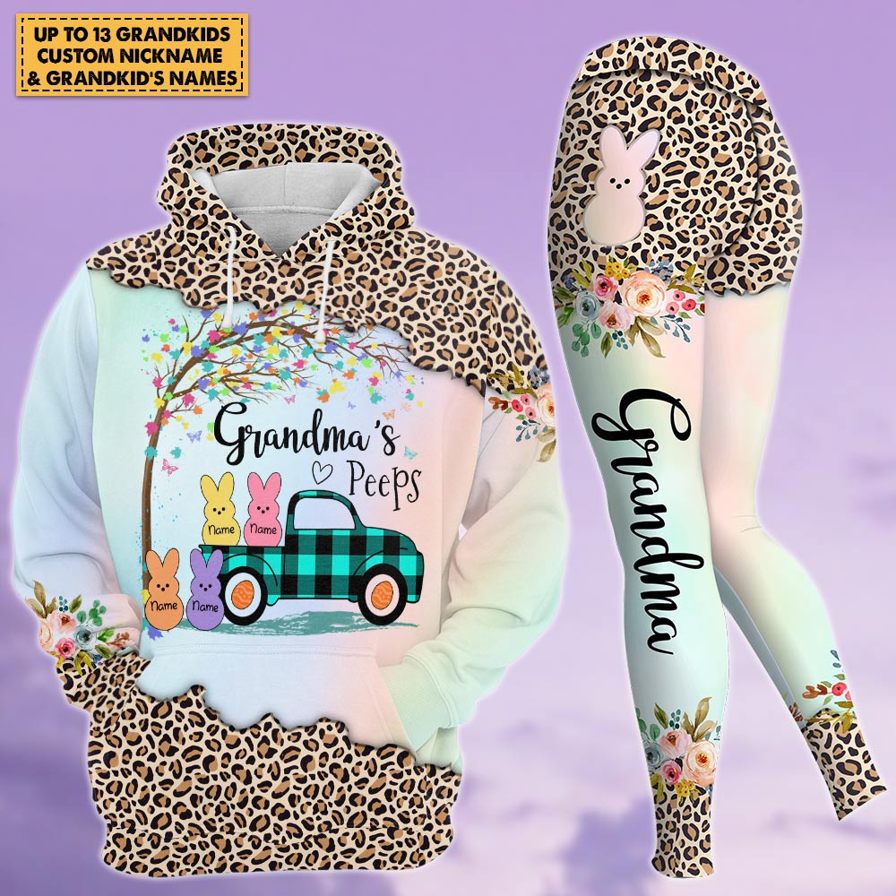 Grandma's Peeps Truck With Various Pattern Personalized All Over Print, 3D Hoodie, Tanktop And Legging Set For Grandma