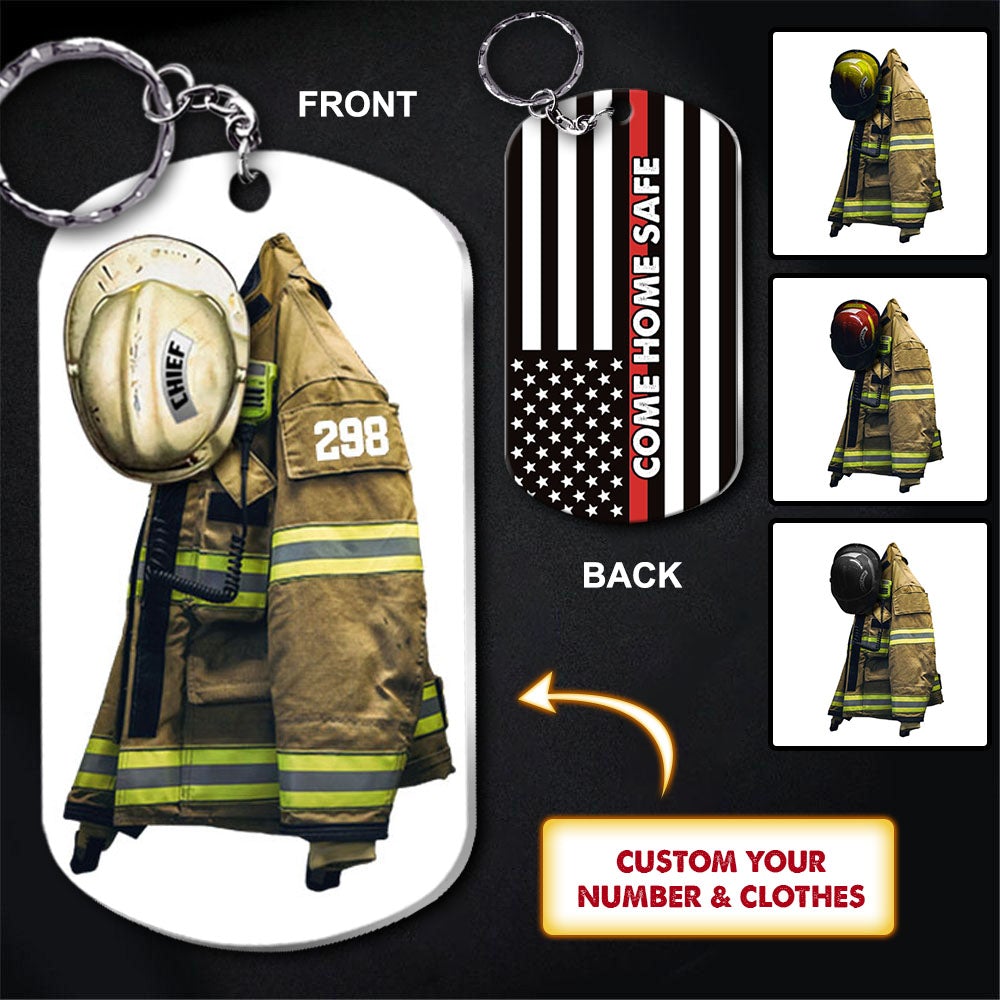 Personalized Come Home Safe Firefighter Armor Keychain Proud Firefighter Stainless Steel Keychain