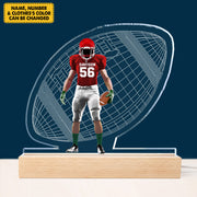 Personalized 3D Led Light Wooden Base Gift For American Football Player - Football Game Days Night Light