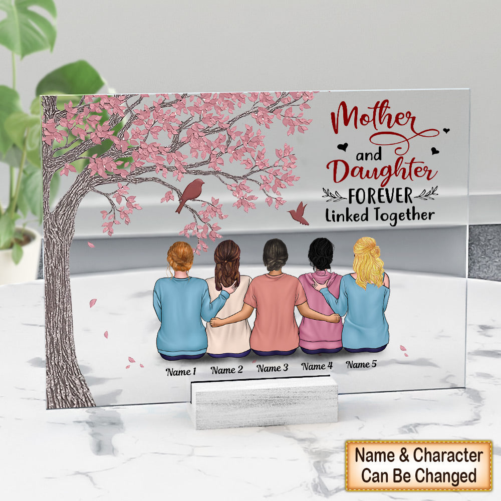 Personalized Mother & Daughters Forever Linked Together Acrylic Plaque For Your Mom Or Your Beloved Daughters