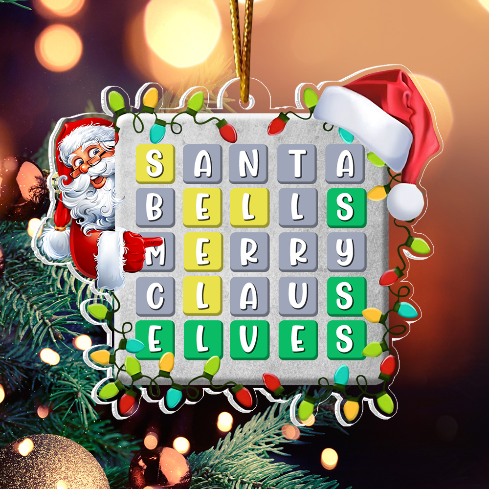 Wordle Ornament, Wordle 2D Christmas Gift, Funny Wordle Lover Gift 2025, Wordle Puzzle Board Ornament, Wordle Gift For Mom Dad Grandpa Grandma