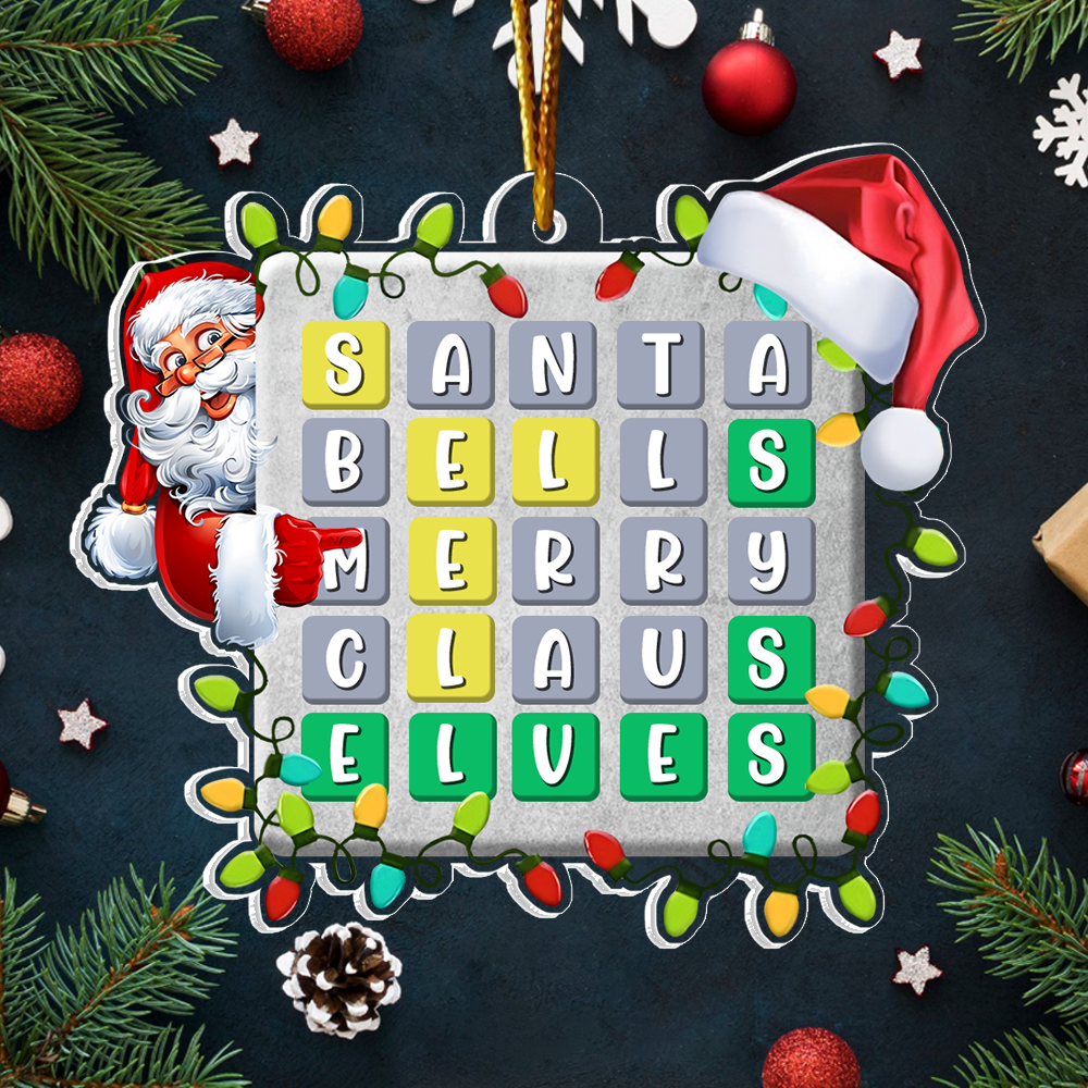 Wordle Ornament, Wordle 2D Christmas Gift, Funny Wordle Lover Gift 2025, Wordle Puzzle Board Ornament, Wordle Gift For Mom Dad Grandpa Grandma